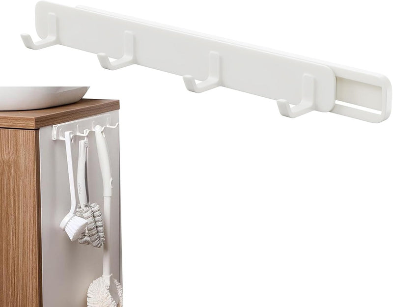 Generico Crochets coulissants pour rails,Crochets coulissants pour cuisine - Organisateur avec crochet coulissant peu encombrant mural,Organisateur de stockage multifonctionnel sans crochets pour