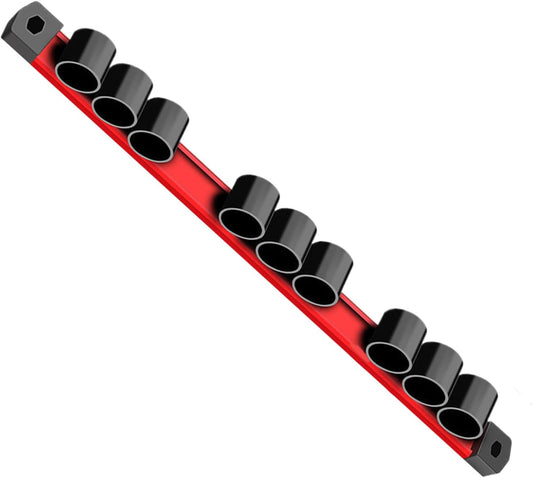 Support magnétique pour vis à vis, outil de stockage 16,14 x 1,1 x 1,65 pouces, 9 trous Rail Organizer, Secure Wrench Placement, Space-Saving Design, Perfect for Garage, Workbench