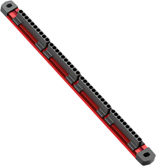 Générique Magnetic Drill Bit Organizer, 40-Slot Screwdriver Bit Storage, Wall-Mount Station, Space-Saving Tool Management, Crafted from Aluminum Alloy Materials, 16.15x1.18x1.06in
