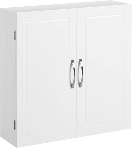 VASAGLE Armoire Murale pour Salle de Bain, Placard de Rangement Mural pour Salle de Bain, 18 x 60 x 60 cm, Armoire à Pharmacie avec Étagères Réglables, Blanc Nuage BBC320W01