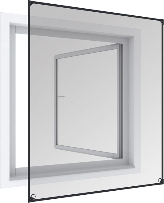 Windhager 03389 Magnetic Window Mosquito Net 100 x 120 cm No Drilling Magnetic Mosquito and Insect Protection for Windows Easy Installation Anthracite