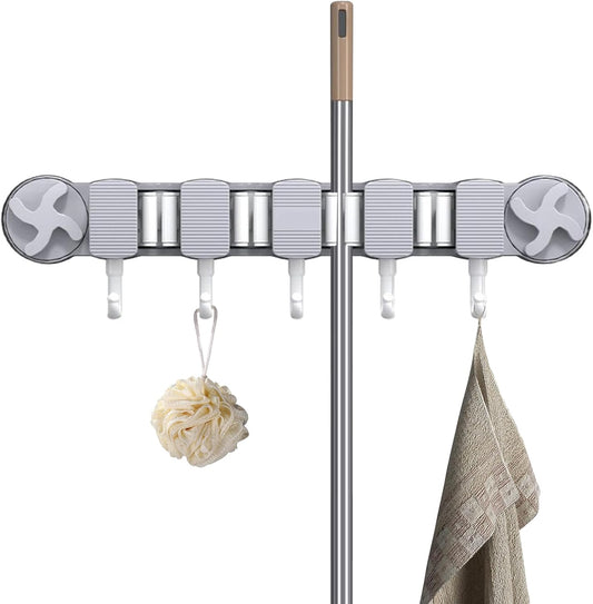Générique Porte-Balai et Serpillère,Support de Rangement Murale avec Ventouses - Rack de Stockage Gain de Place pour Garage Salle de Bain Buanderie Maison Appartement Extérieur Commercial