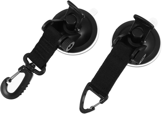 Gatuida Crochets à Ventouse Noir 2pcs Fixation par Crochet Haute Résistance et Légers en Abs et Nylon pour Activités de Plein Air et Voyage