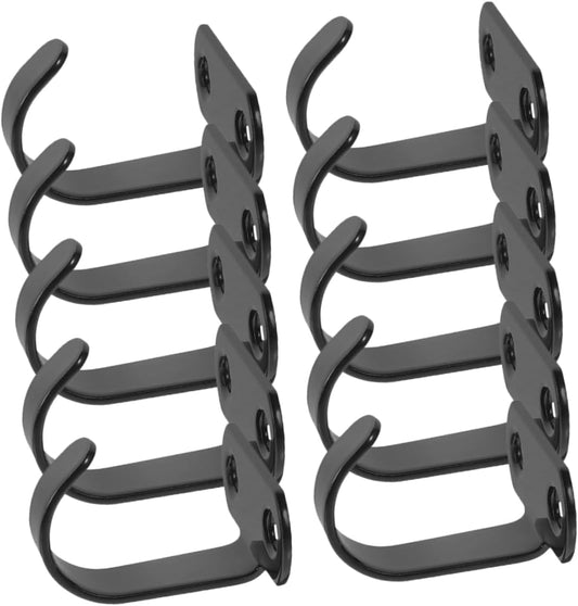 VALICLUD Lot de 10 Crochets de Fixation Murale pour Plafond en Fer Noir, Crochet Robuste Forte Capacité de Charge, Installation Facile Cuisine ou Salle de Bain