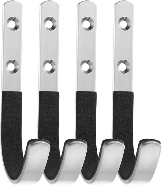 jojofuny Crochets Muraux Robustes en Acier Inoxydable Lot de 2 Paires Doublure en Feutre, Crochet Porte-Manteau et Porte-Outils pour Rangement Garage et Intérieur