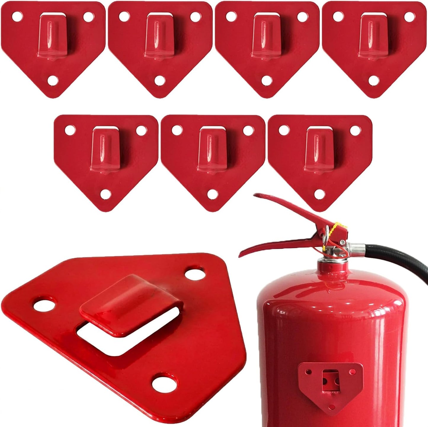 Lot de 8 supports d'extincteur en métal robuste pour la maison, le bureau, l'école (rouge)
